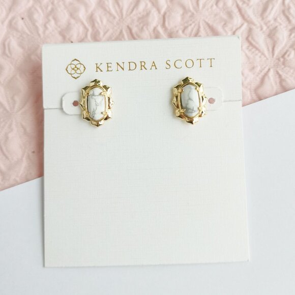 Kendra Scott Piper White Howlite Stud Earrings - Picture 1 of 3
